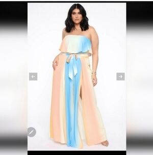Nwot Fashion nova 1x strapless ombre jumpsuit